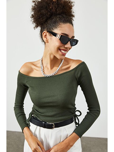 Xhan Haki Yanı Büzgü Detaylı Kayık Yaka Kaşkorse Bluz 2KXK2-45841-09 - S000033577-18547