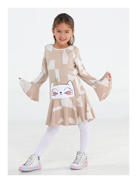Casabony Princess Bej Fırfırlı Kız Çocuk Elbise - S000041942-19928