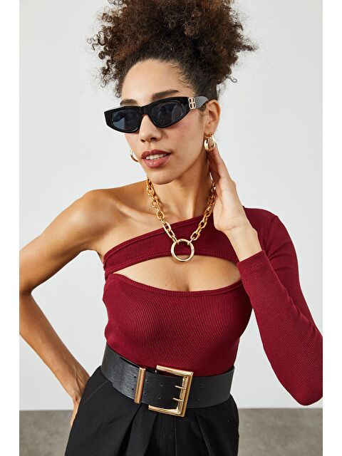 Xhan Bordo Göğüs Dekolteli Kaşkorse Bluz 2KXK2-45626-05 - S000033579-19951