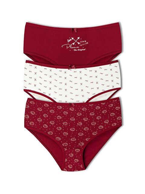 Hnx Pamuklu Desenli Büyük Beden Kadın Külot 3'lü - S000047888-37224