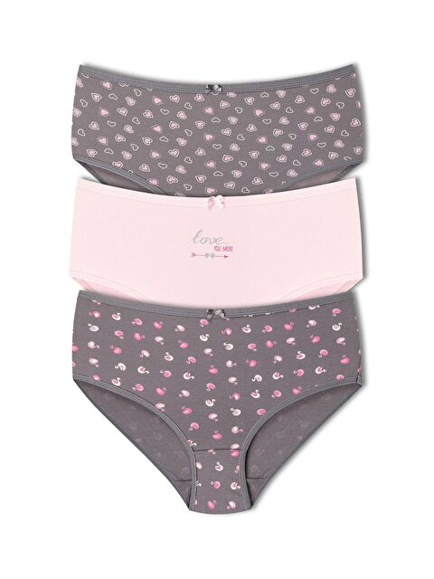 Hnx Pamuklu Desenli Büyük Beden Kadın Külot 3'lü - S000047888-20600