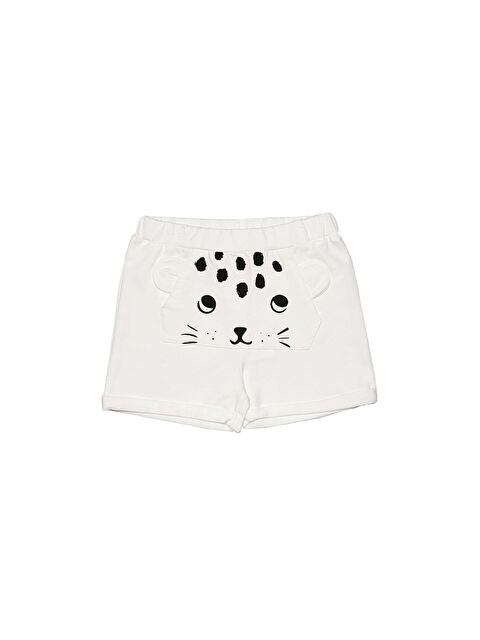 Lovetti Ekru Kız Çocuk Kanguru Cepli Şort - S000053564-19965