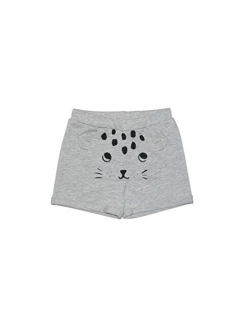 Lovetti Gri 2 Kız Çocuk Kanguru Cepli Şort - S000053564-20600
