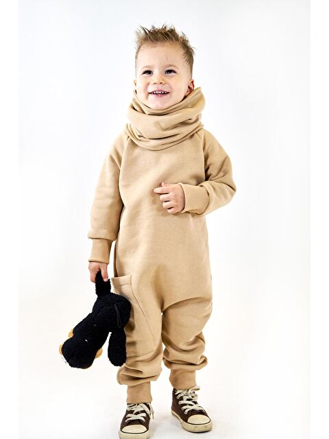 Catz Kids Vizon 3 İplik Şardonlu Penye Arkadan Fermuarlı Tulum + Boyunluk - S000126597-26429