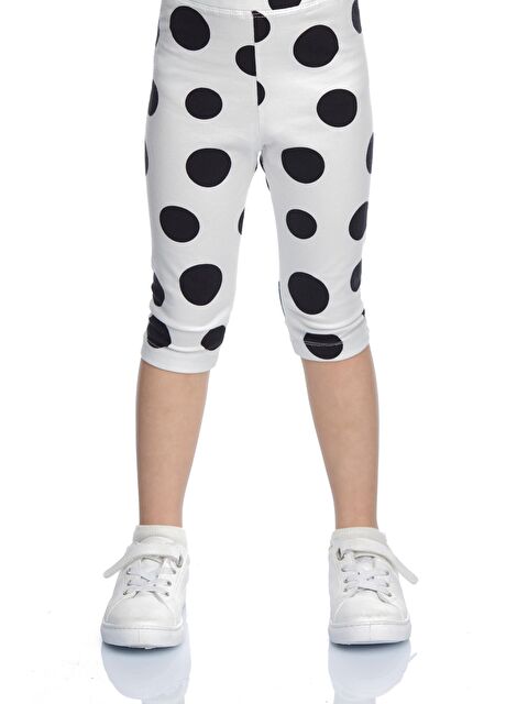 Lovetti Kız Çocuk Beyaz Zemin Büyük Puan Desenli Kapri - S000053579-23173