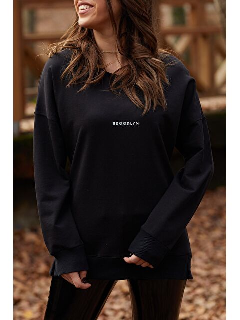 Xhan Brooklyn Basklı Sweatshirt  9KXK8-41670-02 - S000037362-19351
