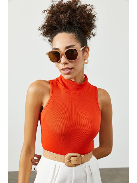 Xhan Turuncu Yarım Balıkçı Boğaz Bluz 2KXK2-45448-11 - S000037365-20013