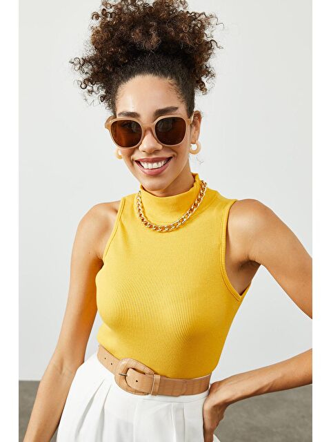 Xhan Sarı Yarım Balıkçı Boğaz Bluz 2KXK2-45448-10 - S000037365-20072