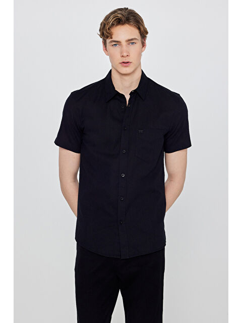 Wrangler Regular Fit Kısa Kollu Düğmeli Yaka Keten Gömlek - S000470207-19351