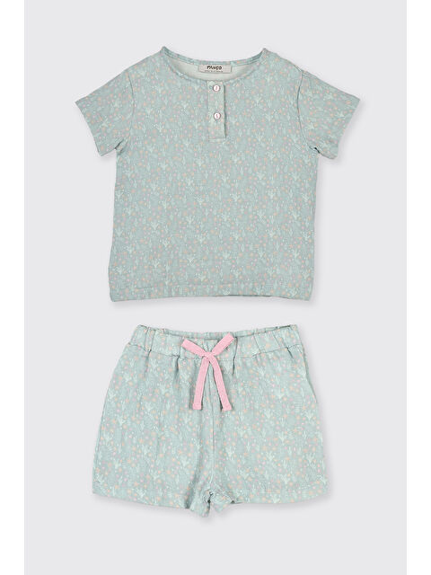 Panço Kız Çocuk Deniz Altı Desenli Mint Pijama Takımı - S000471065-1180