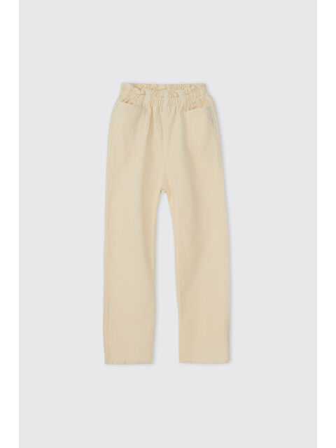 Panço Kız Çocuk Beli Lastikli Krem Pantolon - S000471042-19966