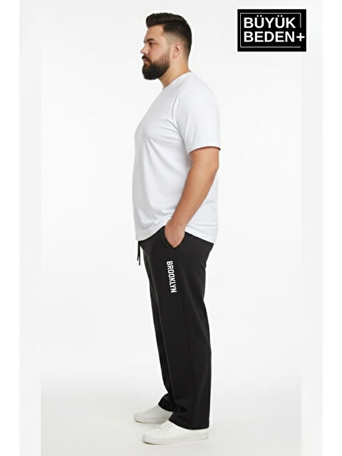 Süperlife Erkek Büyük Beden BROOKLYN Baskılı Rahat Kesim Paça Reçme ince Eşofman Altı SPR26EA952-2 - S000482634-19351