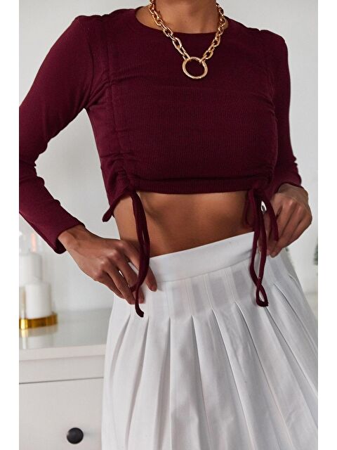 Xhan Bordo Büzgülü Bluz 1YXK1-44932-05 - S000037392-19951