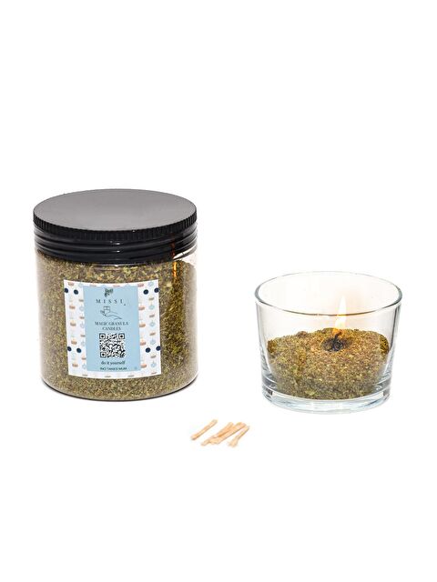 Missi White Jasmine Kokulu Yeşil Yaratıcı İnci Tozu Mum (30 adet fitil ile birlikte)-250 gr - S000335001-18194
