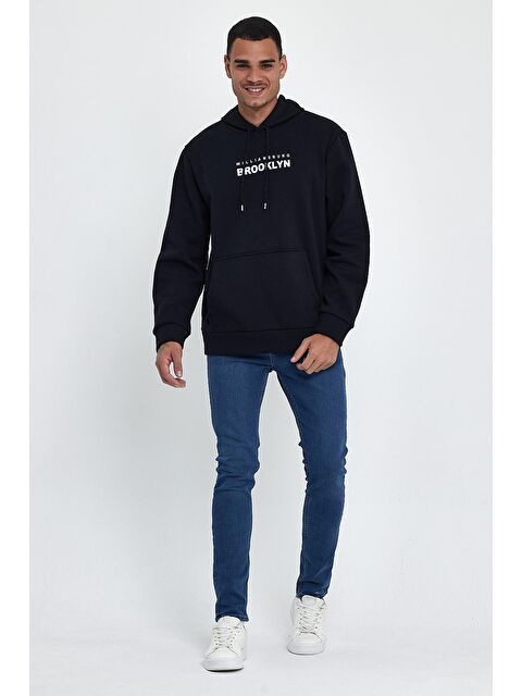 Süperlife Kapüşonlu Regular Fit İçi Polarlı 3 İplik Wıllamsburg Brooklyn Baskılı Erkek Hoodie spr24sw04 - S000071930-19351
