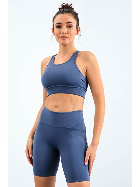 Tommylife Petrol Yüksek Bel Toparlayıcı Slim Fit Büstiyer Biker Kadın Tayt Takım - 95303 - S000197508-20019