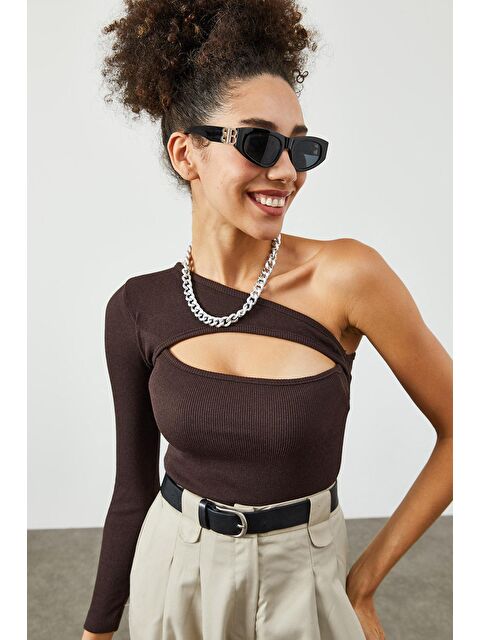 Xhan Acı Kahve Göğüs Dekolteli Kaşkorse Bluz 2KXK2-45626-18 - S000033579-17365