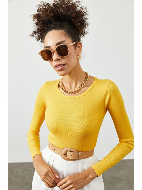 Xhan Sarı Yuvarlak Yaka Kaşkorse Bluz 2KXK2-45456-10 - S000033594-20072