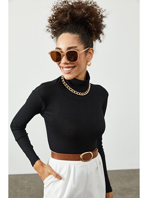 Xhan Siyah Balıkçı Yaka Kaşkorse Bluz 2KXK2-45454-02 - S000033596-19351