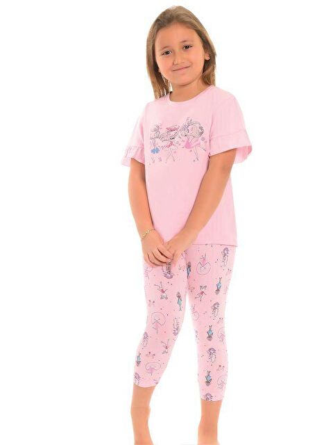 Little Frog Kids Pamuklu Kısa Kollu Desenli Taytlı Kız Çocuk Pijama Takım - S000074081-20024