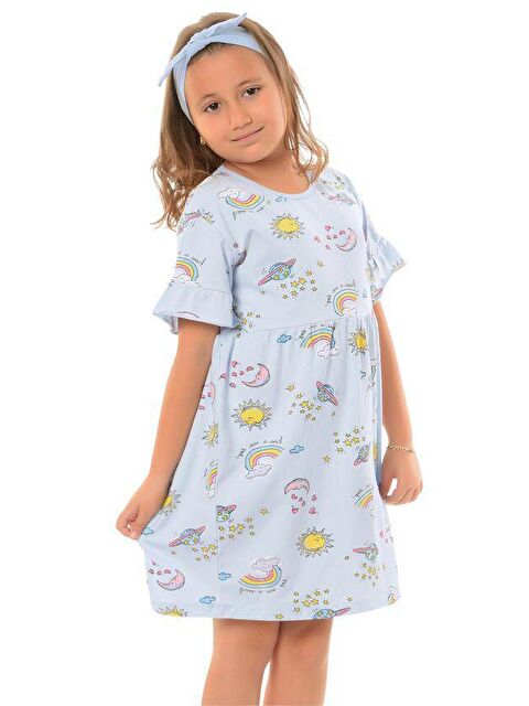 Little Frog Kids Pamuklu Kısa Kollu Desenli Kız Çocuk Tunik - S000077866-17234