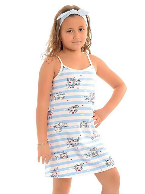 Little Frog Kids Pamuklu İnce Askılı Desenli Kız Çocuk Tunik - S000077873-17234