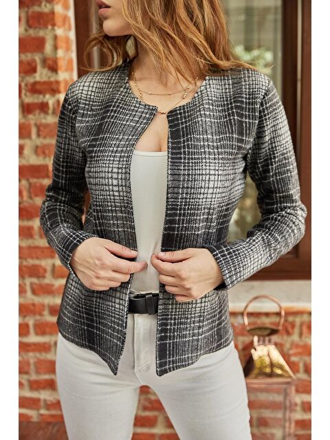 Xhan Siyah Ekose Desenli Ceket 9YXK4-41852-02 - S000070373-19351