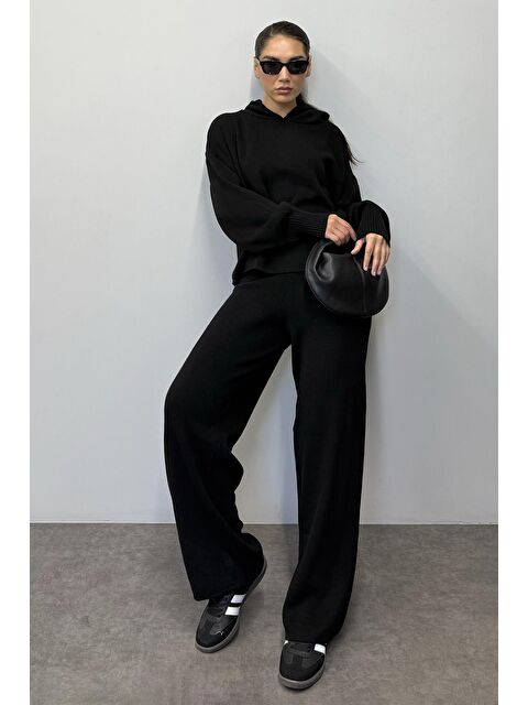 Madmext Siyah Kapüşonlu Triko Kadın Eşofman Takımı Mg2237 - S000314600-19351