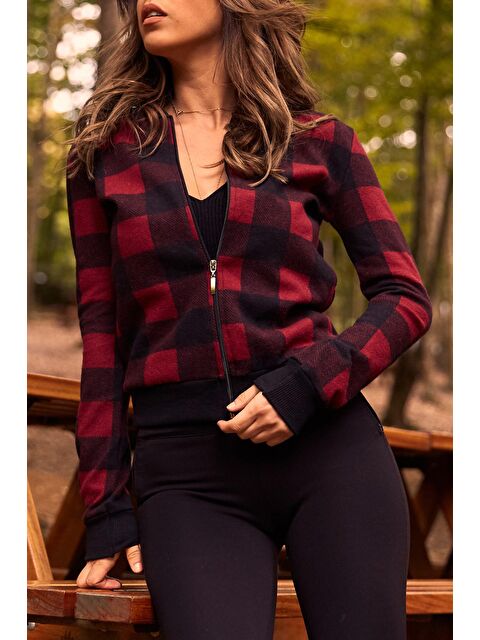 Xhan Bordo Ekoseli Bomber Ceket  9KXK4-41654-05 - S000070375-19951