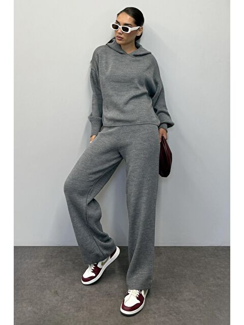 Madmext Gri Kapüşonlu Triko Kadın Eşofman Takımı Mg2237 - S000314600-20600