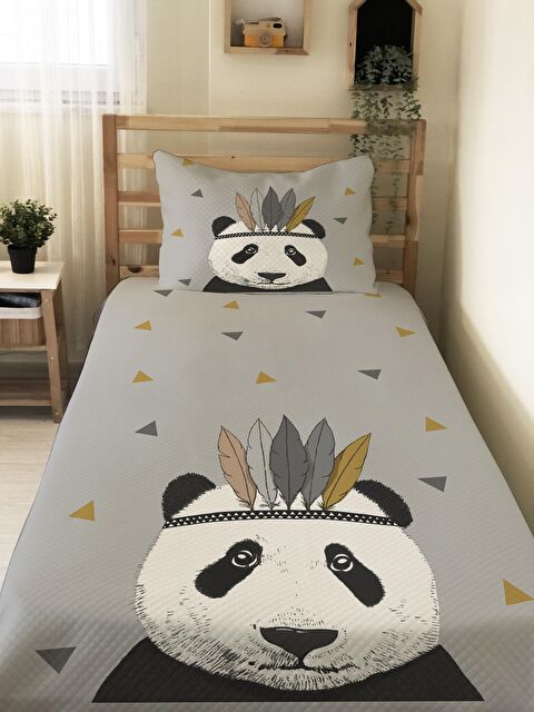 Evmila Panda Desen Tek Kişilik Çocuk Pike Takımı 160x220 cm - S000020164-23173