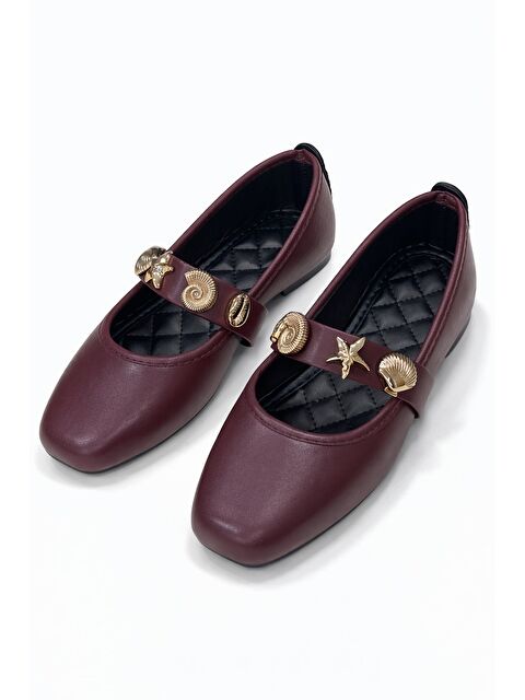 MODAFRATO STELLA Deniz Kabuğu Kemerli Babet Günlük Kadın Ayakkabı  Ev Babeti - S000494529-19951