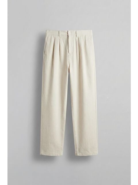 Abluka Online Erkek Beli Lastikli Desenli Baggy Pantolon Bej - S000487356-19928