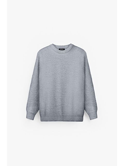 Abluka Online Erkek Oversize Dokulu Kazak Gri - S000118419-20600