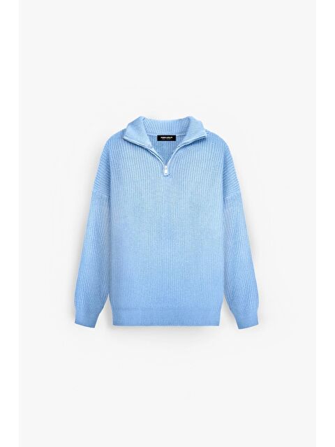 Abluka Online Erkek Oversize Yarım Fermuarlı Kazak Bebek Mavi - S000118424-3642