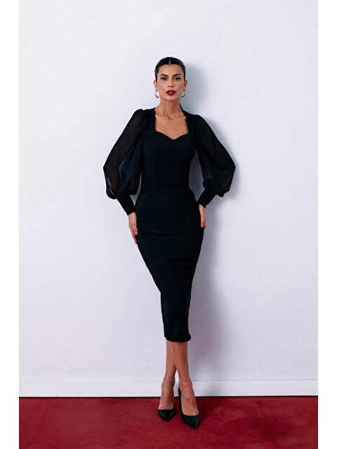 SATEEN Midi Boy Kalem Etek - Siyah - S000324095-19351