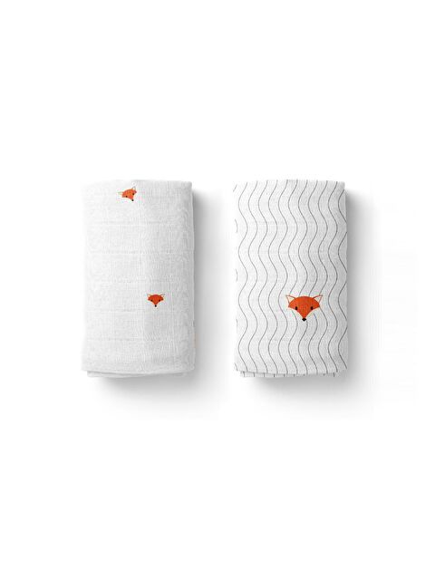 Casadora Baby Cool Fox Nakışlı 100% Pamuk Müslin Örtü Seti (90x90 CM 2'Lİ) - S000061118-37243