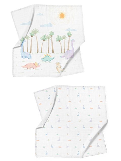 Casadora Baby Dino %100 Pamuk Müslin Örtü Seti (90x90 CM 2'Lİ) - S000066614-37243
