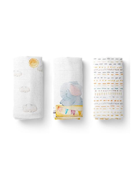 Casadora Baby Loco Voyage %100 Pamuk  Müslin Örtü Seti - (70x70 cm 3'lü) - S000061122-37243