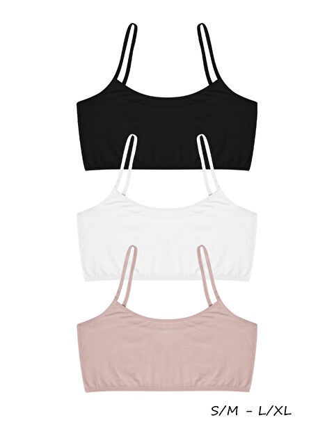 Dominant Kadın İp Askılı Süngersiz Büstiyer Pamuklu 3'lü Paket - S000058061-23173