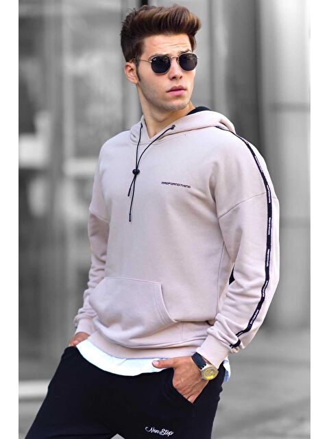 Madmext Bej Kapüşonlu Erkek %100 Pamuk Hoodie 4721 - S000049355-19928