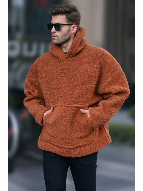 Madmext Kiremit Oversize Pelış  Erkek Hoodie 6160 - S000049354-18657