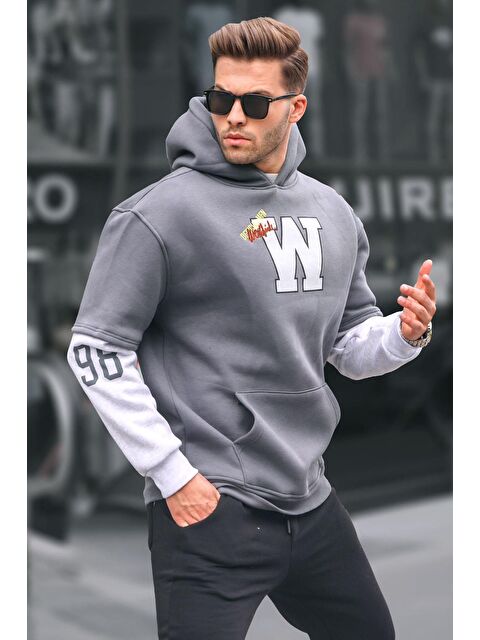 Madmext Füme Nakışlı Kapüşonlu Erkek Hoodie 6141 - S000049357-33408