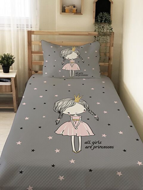 Evmila Prenses Kız Desen Tek Kişilik Çocuk Pike Takımı - S000020192-23173