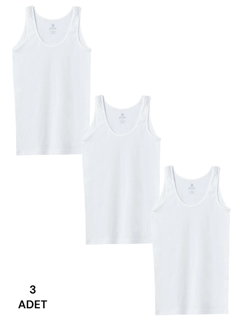 Güneş Beyaz 3'Lü Geniş Askı Kadın Atlet - S000314521-21165