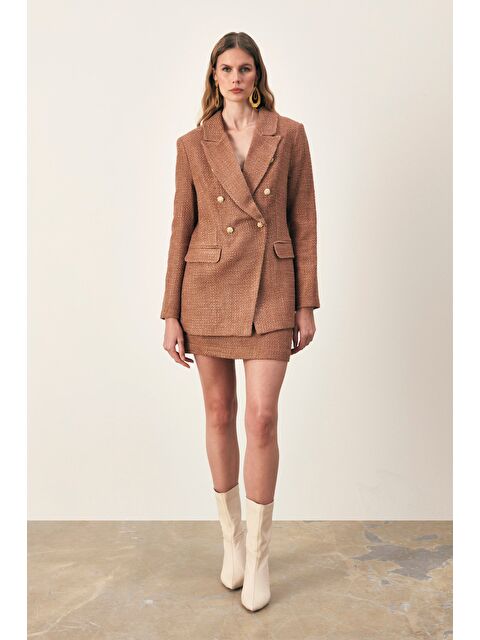 SATEEN Mini Boy Tüvit Etek - Kahve - S000324099-19413