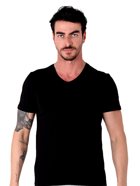D'S damat North Ice V Yaka Tshirt SİYAH