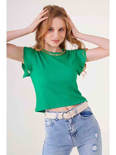 Bigdart 0430 Örme Bluz - Yeşil - S000102363-18194