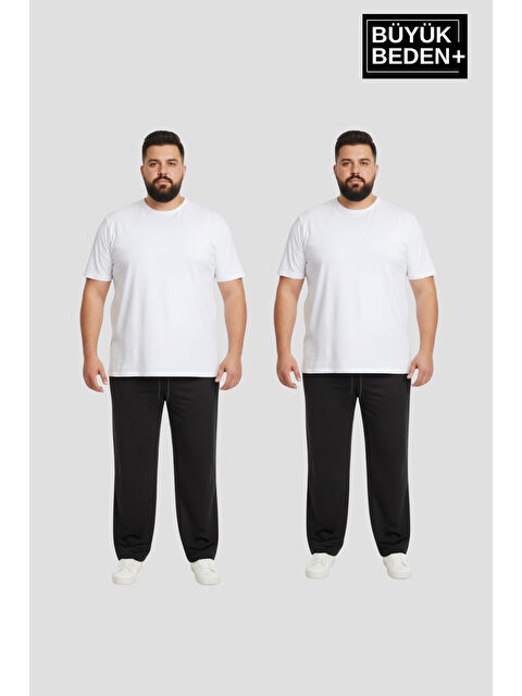 Süperlife Erkek Büyük Beden Paça Reçme İnce Eşofman Altı 2’li Set – Rahat Kalıp SPR26BEA952+2 - S000487468-19351