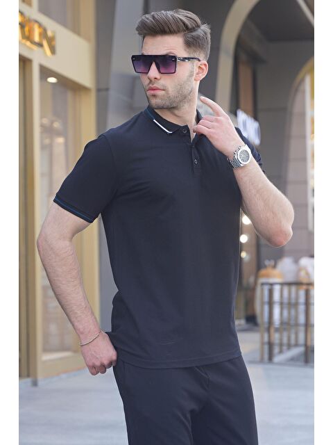 Madmext Siyah Polo Yaka Erkek Tişört 6113 - S000015921-19351